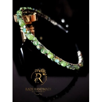 Image 1 of Radi handmade Стилна диадема за коса със зелени камъни и кристали (471)