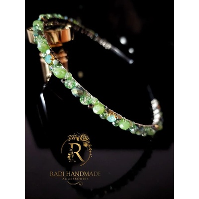 Radi handmade Стилна диадема за коса със зелени камъни и кристали (471)