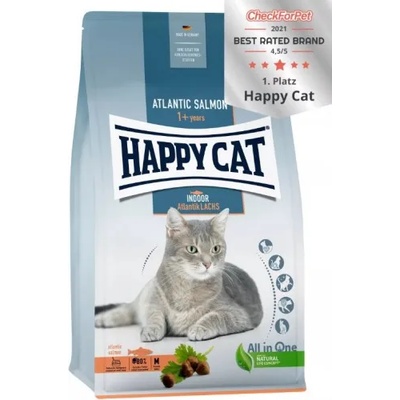 Happy Cat Indoor Adult Atlantic Salmon - храна за апартаментски котки с атлантическа сьомга и ценни билки, 0, 300 кг, Германия - 70587
