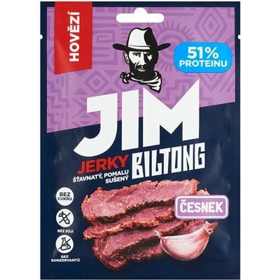 Jim Jerky Biltong sušené hovädzie mäso s príchuťou cesnaku 20 g