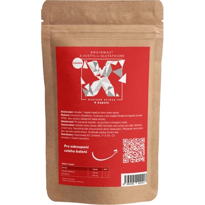 BrainMax S-Acetyl-L-Glutathione SAG 100 mg VZOREK 4 rostlinné kapsle