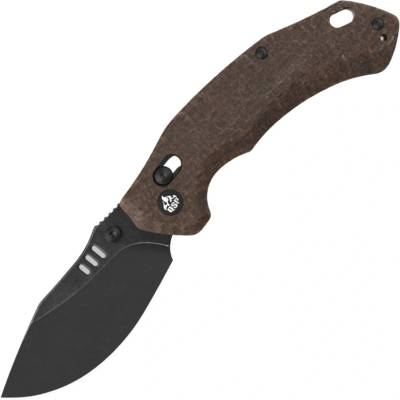 QSP Knife Elk 14C28N, black Glow-in-the-Dark Brown burlap micarta Glyde lock QS173-A2