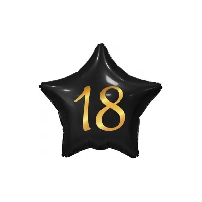 Godan Балон от фолио звезда - черно / златист 18