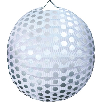 Lampion 25cm kulatý stříbrný puntík LUMA – Zboží Mobilmania