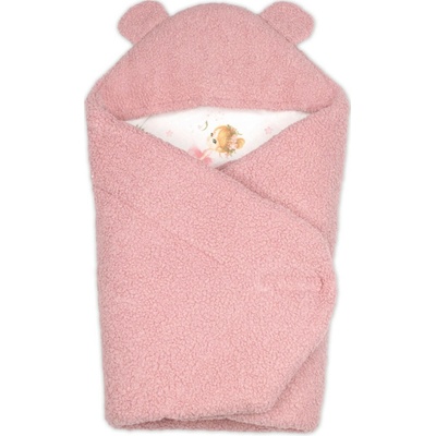 Baby Nellys Baránková zavinovačka s kapucňou bavlna baránok Teddy Baletka púdrovo ružová