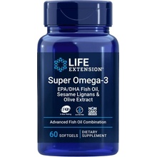 Life Extension Super Omega-3 EPA/DHA Fish Oil Sesame Lignans & Olive Extract 60 enterických kapslí