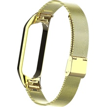 Deveroux Ocelový milánský řemínek pro MiBand 5, easy click - Zlatý DEV0014