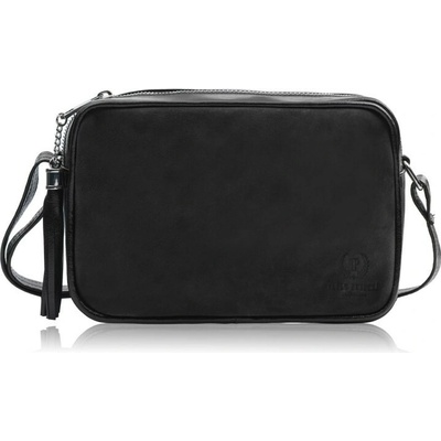 Paolo Peruzzi Černá dámská kožená crossbody kabelka Cynthia