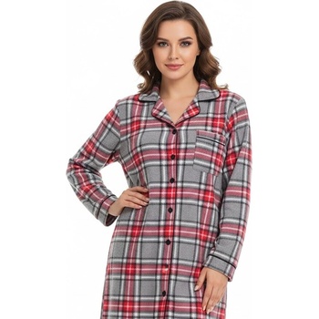 Домашна поларена карирана риза в червено и сиво