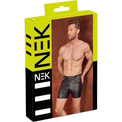 NEK - удължени мъжки шорти с метална катарама (черни) - l