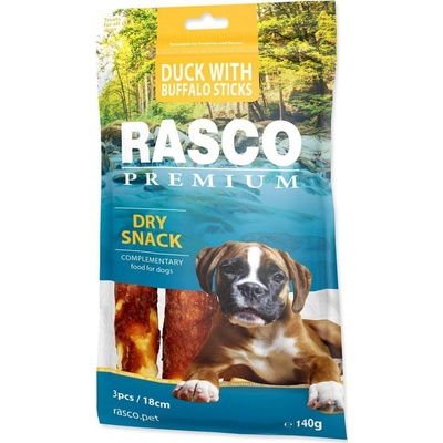 RASCO Pochúťka Premium byvolia koža obalená kačacím tyčinky 18cm 3 x 140 g