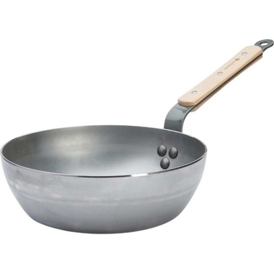de Buyer Ocelová pánev 5714.24 MINERAL BOIS hluboká dřevěná rukojeť ocel 24 cm
