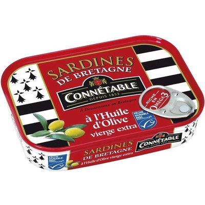 Connétable Bretónske sardinky v extra panenskom olivovom oleji plech 135 g