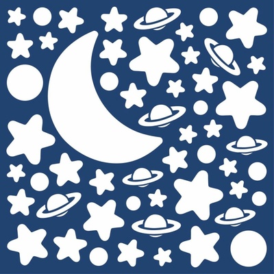 Crearreda Samolepicí dekorace WA M White Stars 79223 Svítící hvězdy 2 archy 31x31 cm