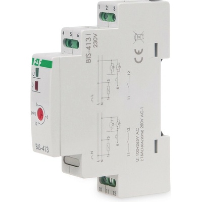 BIS-413-LED/230 - Impulzné relé s časovým spínačom, 230V, 16A (160A/20ms), 1x NO