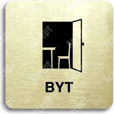 ACCEPT Piktogram byt - zlatá tabulka - černý tisk bez rámečku