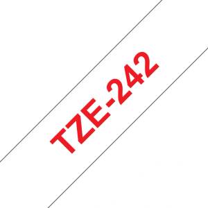 Brother TZe-242, 18 мм x 8 м, червен печат на бял фон, ламинирана (TZe-242)