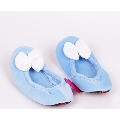 Домашни сини пантофки - балеринки с панделка