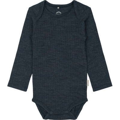 Detské body s dlhým rukávom z merino vlny modrej Melange Blue Nights Mikk Line