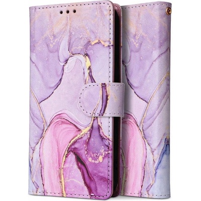 Tech-Protect Кожен Калъф с Джобове за Samsung A25, Tech-Protect Wallet Marble Book Case, Лилав (5906203690329)