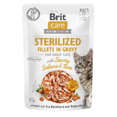 Brit Care Cat Sterilized Fillets in Gravy Savory Salmon&Tuna 85 g