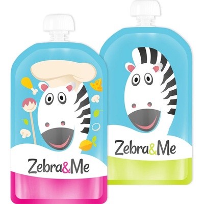 Zebra&Me plniteľné kapsičky pre deti na opakované použitie kuchár + zebra 2ks 150 ml