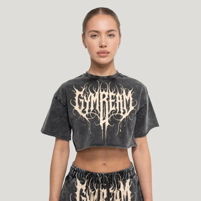 GymBeam Dámske cropped tričko Abyss Charcoal
