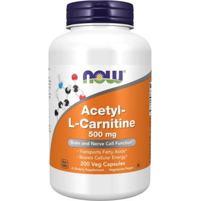 NOW NOW Acetyl L-Carnitine 500mg, 200 Veg Capsules