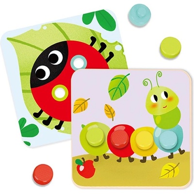 Tooky Toy Дървена бебешка мозайка Tooky Toy - Цветове в градината (TF783)