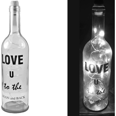 HOME Fľaša sklenená LED 30 cm