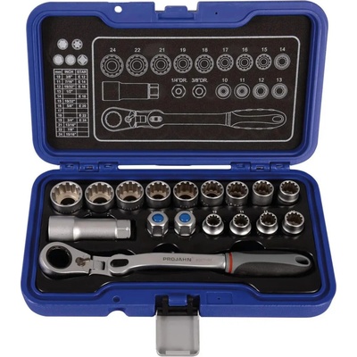 Projahn 4017 Gola sada 1/4" - 17 dílů GearTech s průchozí ráčnou