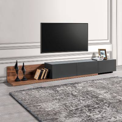 TopMebel Меламиново ТВ мебели Enstey в цвят орех - антрацит 260x41.8x33.5см