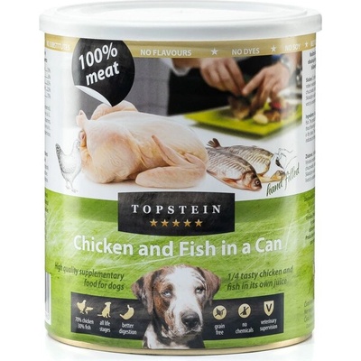 Topstein kura s rybou v plechu 800 g