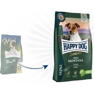 Happy Dog Mini Montana - чувствителни и капризни кучета от мини породи с конско месо и безглутенов картоф, 4 кг, Германия - 61248