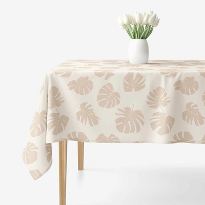 Goldea hranatý obrus 100% bavlnené plátno tropické listy na béžovom 80x80 cm