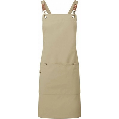 Premier Workwear Zástěra s laclem a kříženými popruhy, klipy a přezkami khaki světlá PW182