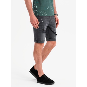Ombre Clothing Мъжки къси дънкови шорти с разкъсване и подгъната крачол - сиво Ombre Clothing | Siv | МЪЖЕ | S