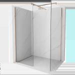 Mexen Kioto душ кабина Walk-in 150 x 115 cm, прозрачна, матиран мед - 800-150-202-65-00-115 (800-150-202-65-00-115)
