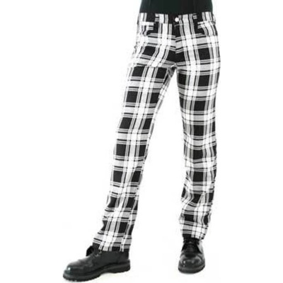 Black Pistol kalhoty gothic Tartan Pants Black-white