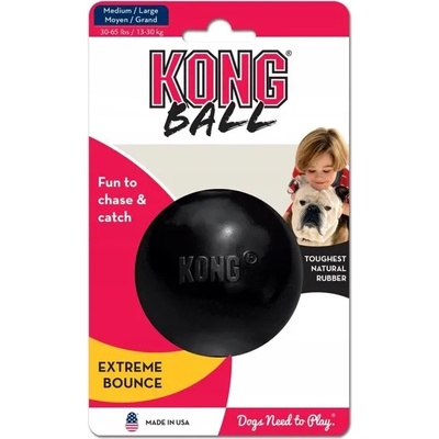 KONG Extreme Small - Кучешка играчка - гумена топка за гонене и дъвчене 6 см. черна