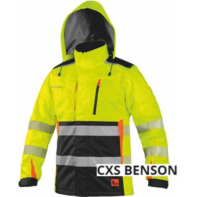 CXS Pánská výstražná zateplená bunda BENSON reflexní žlutá