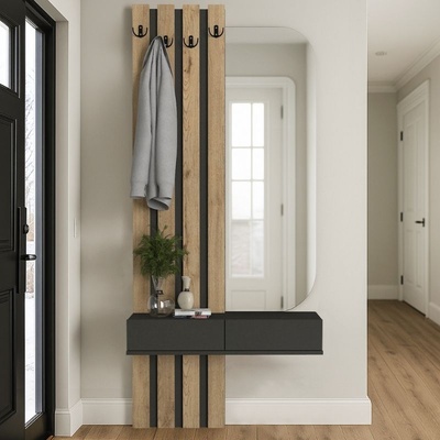 TopMebel Меламинов закачалка Reyas в антрацит - цвят сепет дъб 90x27x205.6см