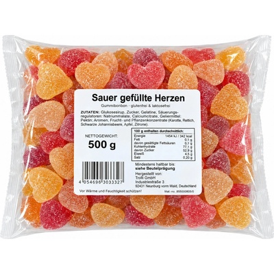 Trolli kyselá plněná srdíčka 500 g