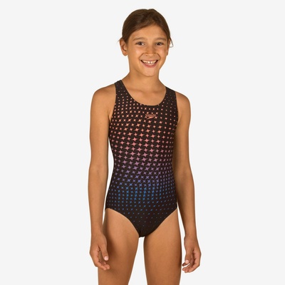 Speedo Dievčenské plavky Splashback jednodielne čierne s hviezdičkami