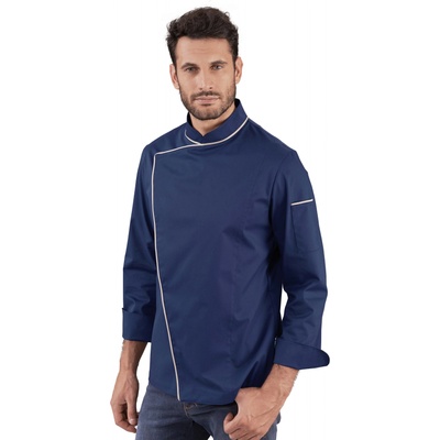 Siggi Group Готварска куртка Alan в тъмно син цвят със странично закопчаване, произведена в Италия от Siggi Group (28GA0250/00-0757)