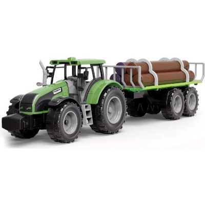 Alltoys Traktor na setrvačník s valníkem a se dřevem zelený