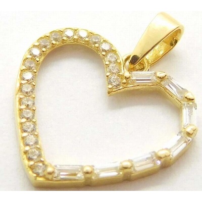 Klenoty Budín Dámský zlatý přívěsek se zirkony srdíčka 03224