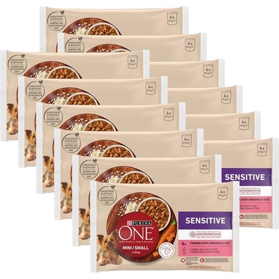 PURINA ONE MINI Куче Sensitive Сьомга в сос 12 x (4 x 85г)