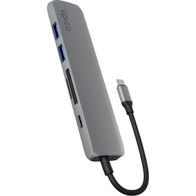 Epico 6v1 hliníkový USB-C 8K hub - šedá