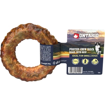Pochúťka Ontario Protein žuvací bagel s hovädzím 1 ks 8,9 cm